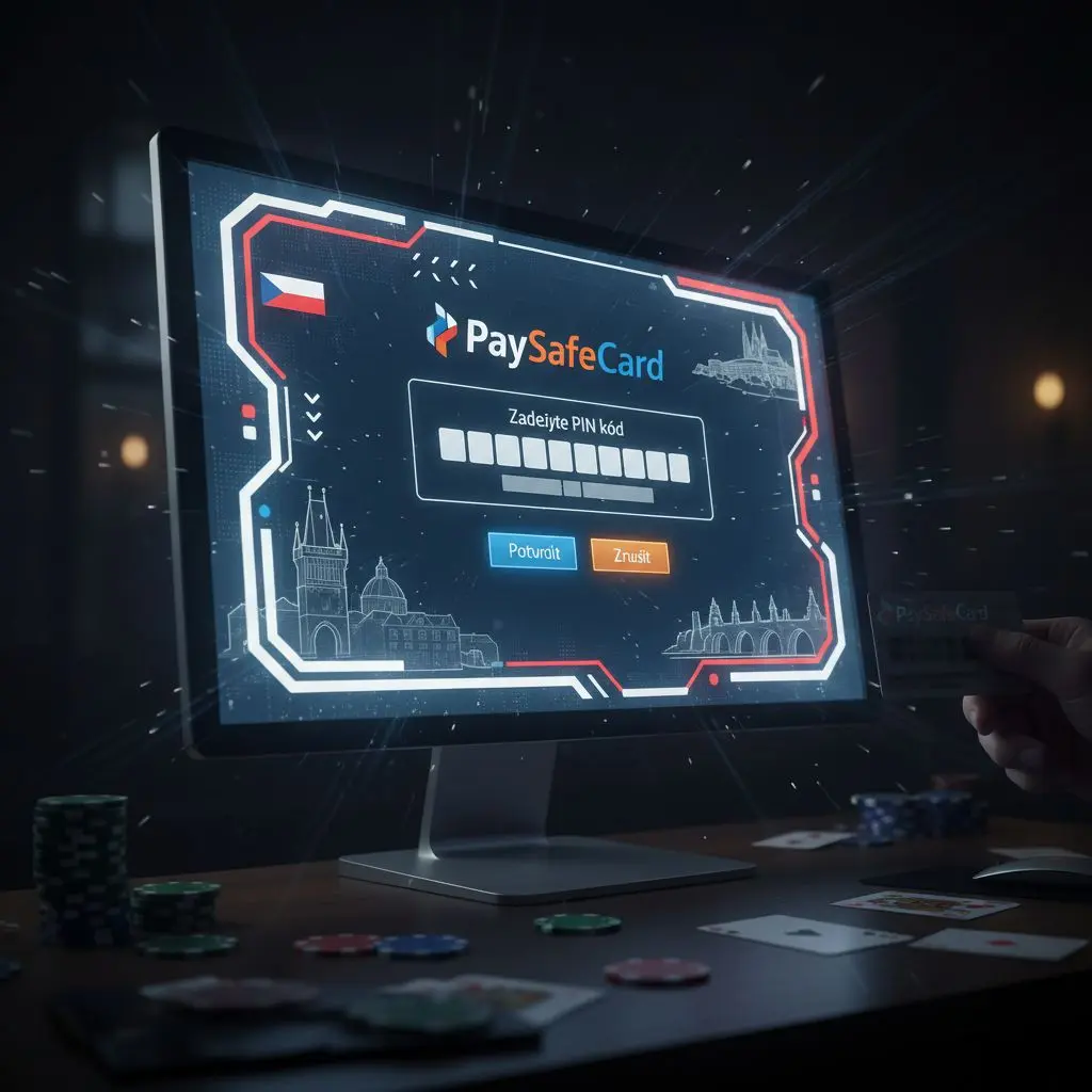Detail obrazovky s polem pro zadání PIN PaySafeCard při vkladu v online casinu